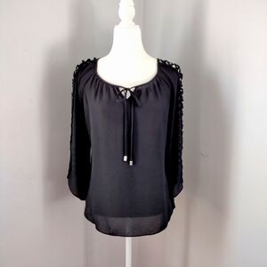 Zac & Rachel Sheer Black Pullover Blouse